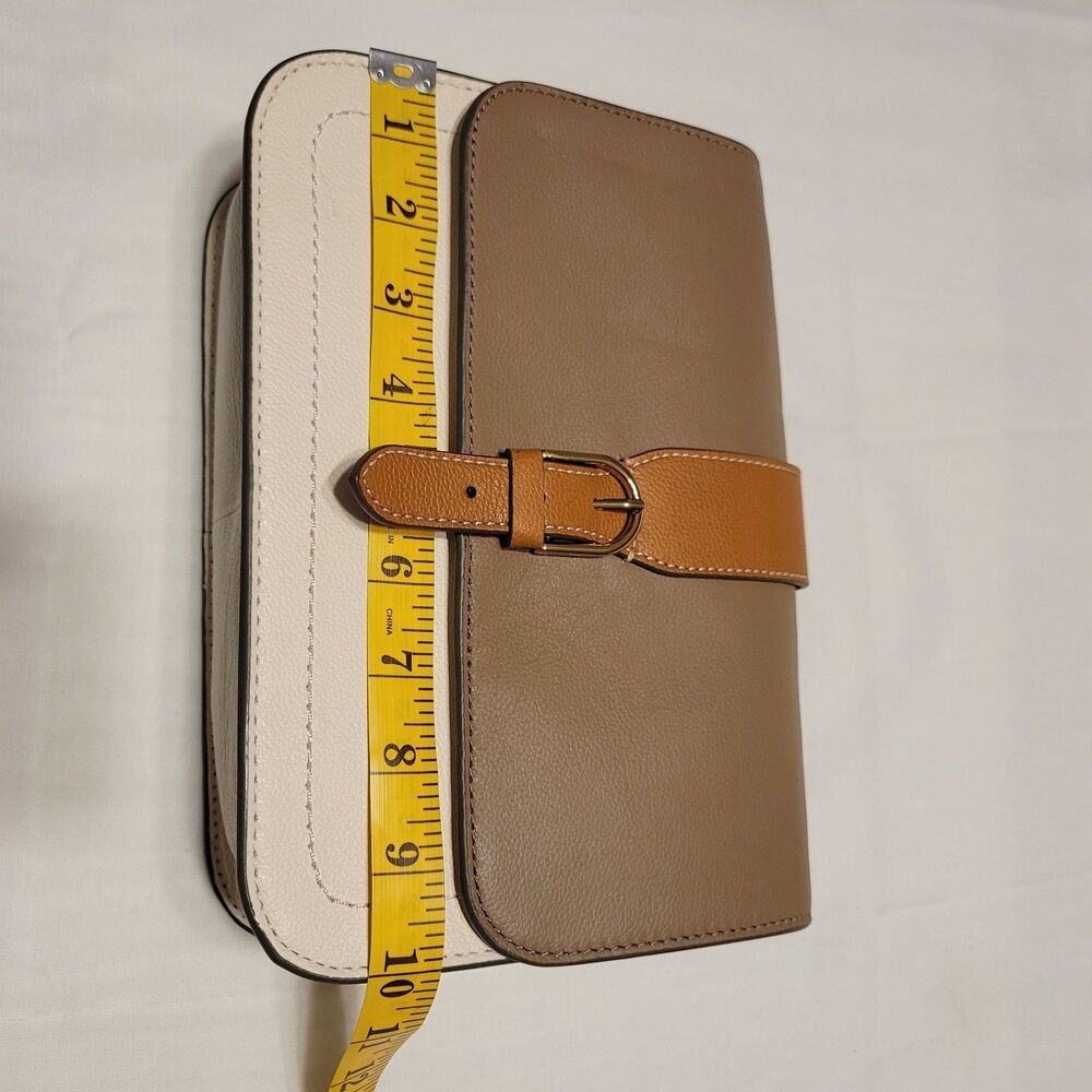 Fossil Medium Leather White Tan Beige Shoulder Crossbody Purse Bag - Picture 12 of 14